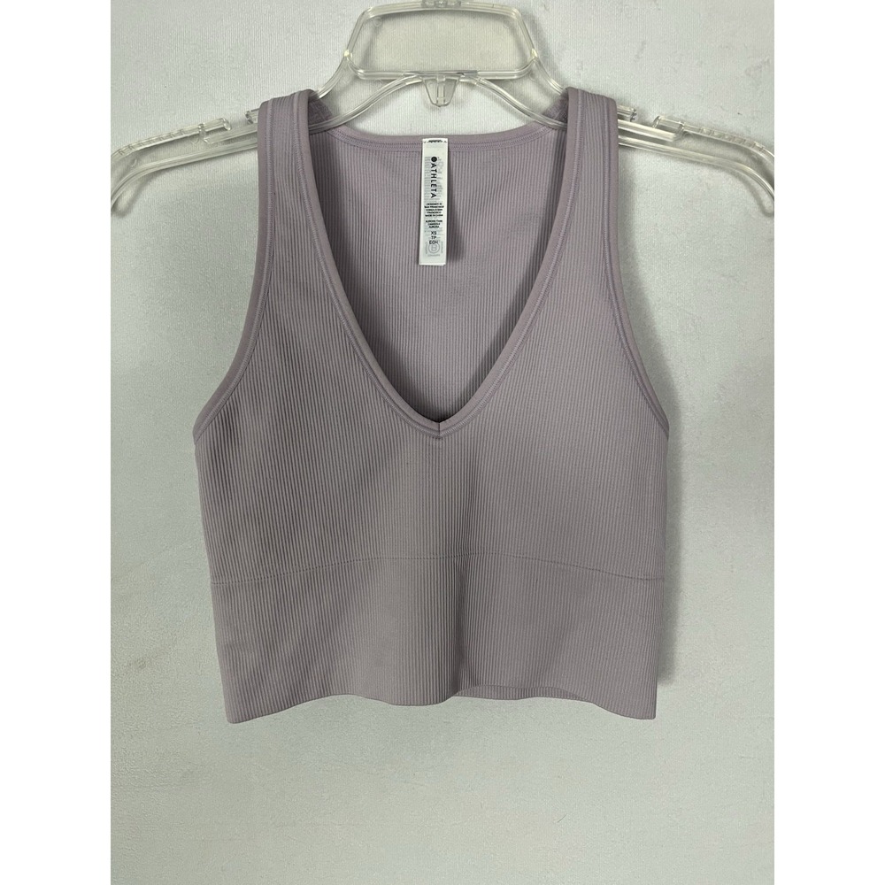 Athleta Women's Aurora Crop Rib Tank Light Purple Lilac XS New With Tags $44